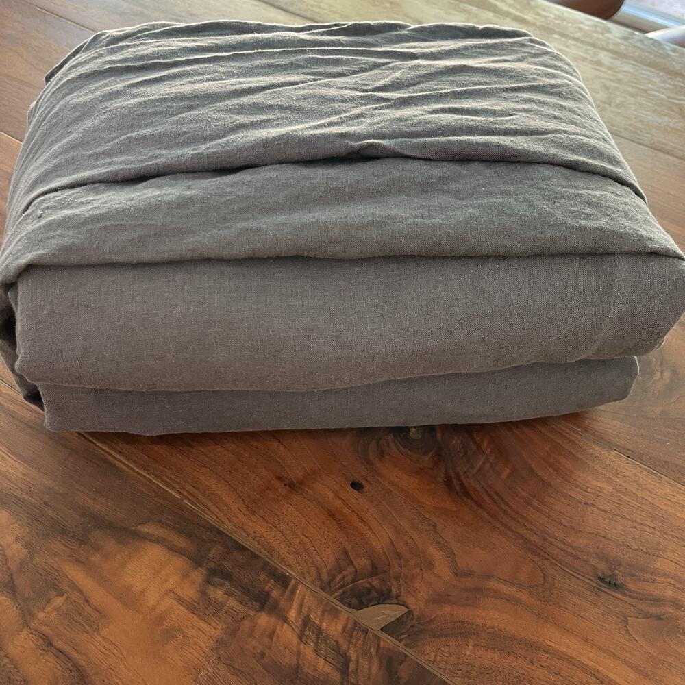 Ikea Dytåg 100% Linen King Duvet Cover & Pillowcases Dk Gray